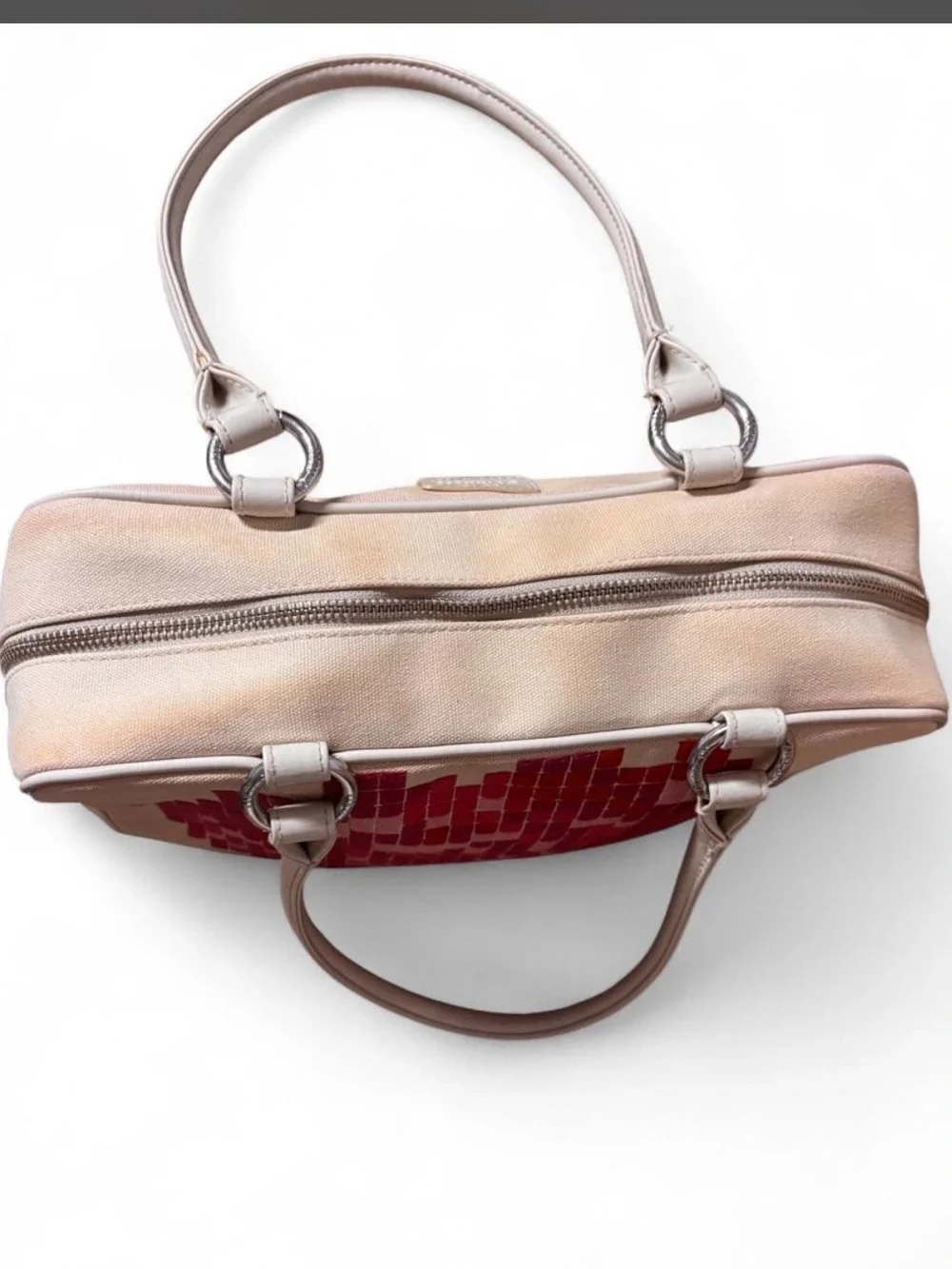 Vintage Lulu Guinness Pink Mosaic Rose Satchel